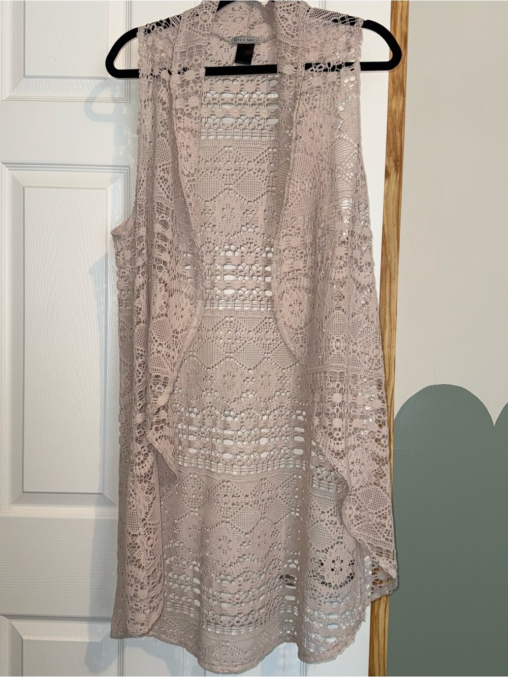 Crochet Open-Front Vest Dress - Blush